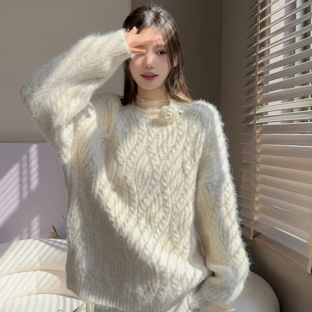 【招财猫】纯色小众针织衫毛衣设计师款套头慵懒红人上新针织上衣