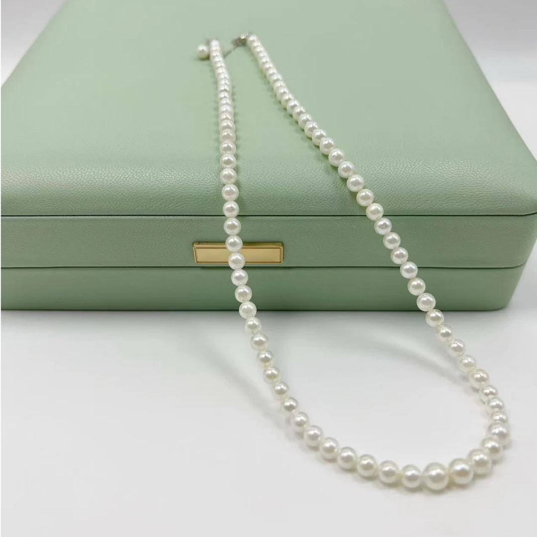 【天圻珠宝】海水AKOYA小米珠正圆白色强光925银时尚气质