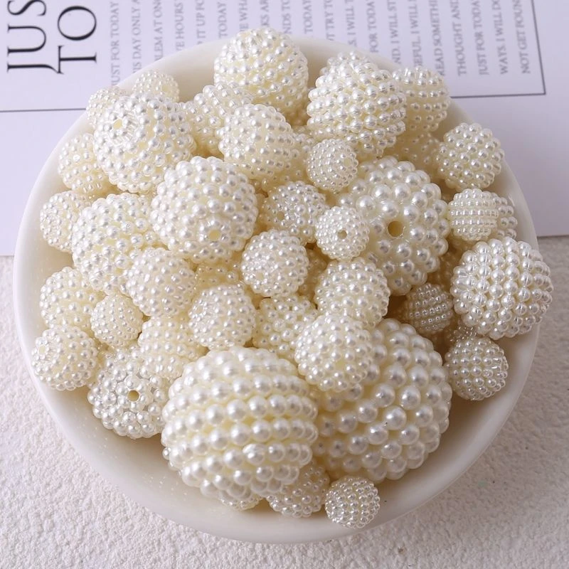 【杨梅串珠】10-30mm仿珍珠米白色串珠手串项链发饰包包篮杨梅球珠