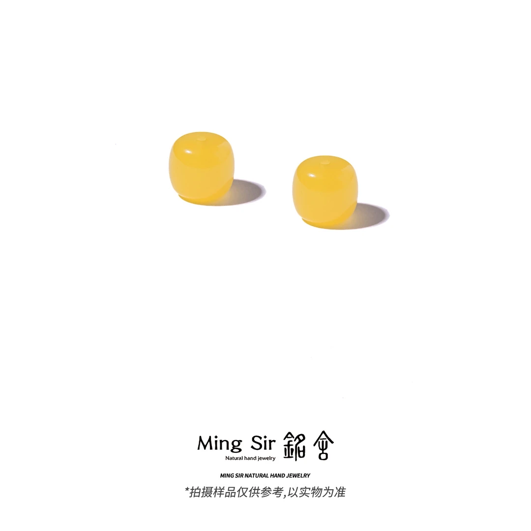 【铭舍 玄天单珠成对满蜜微瑕】天然俄料蜜蜡老型单珠对珠