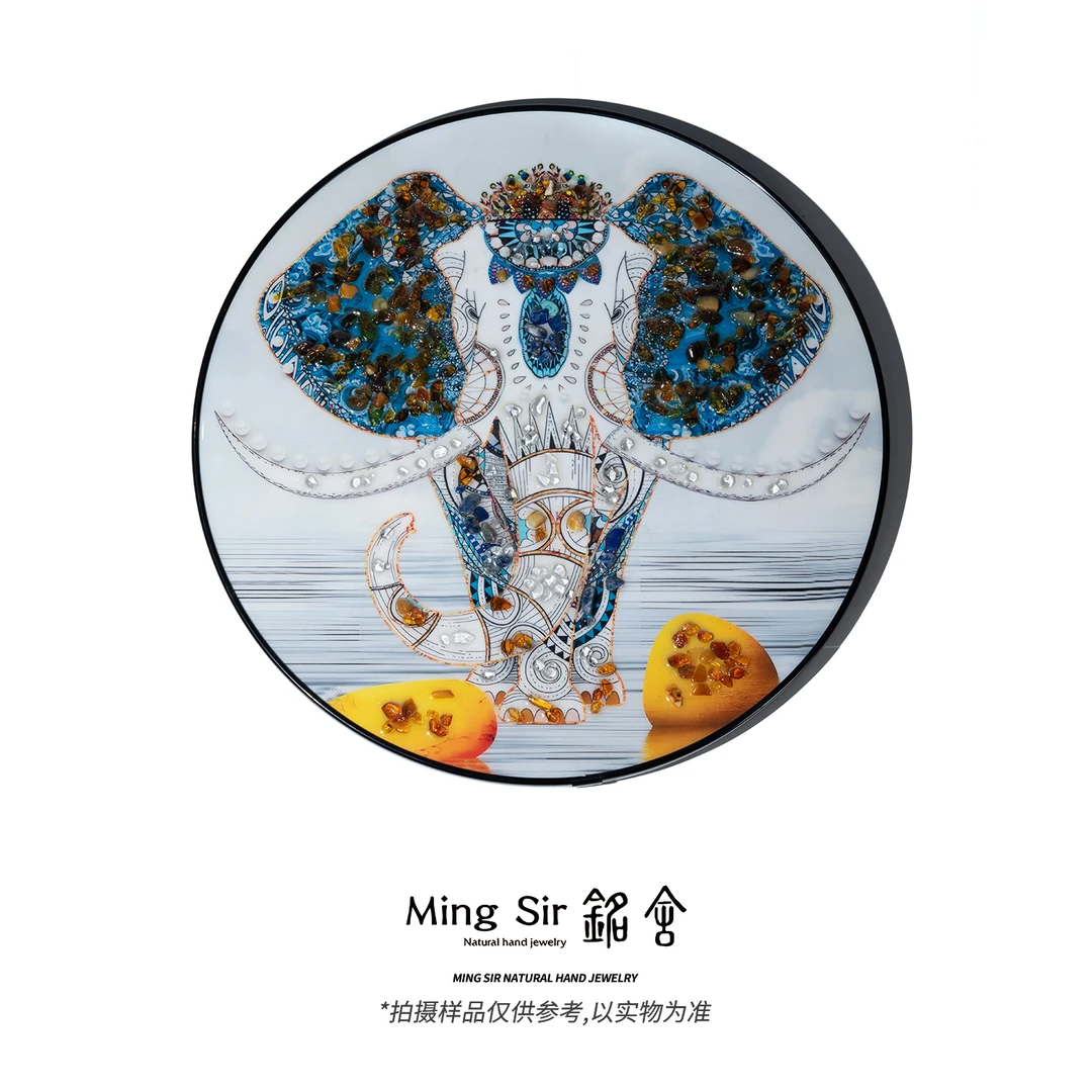 【铭舍】精品工艺琥珀画摆台手工古典中式欧式客厅合金挂画生活
