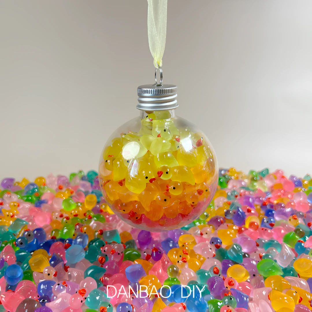 夜光七彩鸭 夜光小黄鸭 马卡龙实色小鸭子 迷你龟 迷你鸡 diy配件