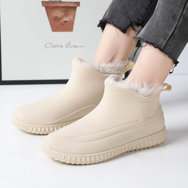 雨鞋女款秋冬加绒时尚短筒甜美防水雨靴女士防滑水鞋成人胶鞋买菜