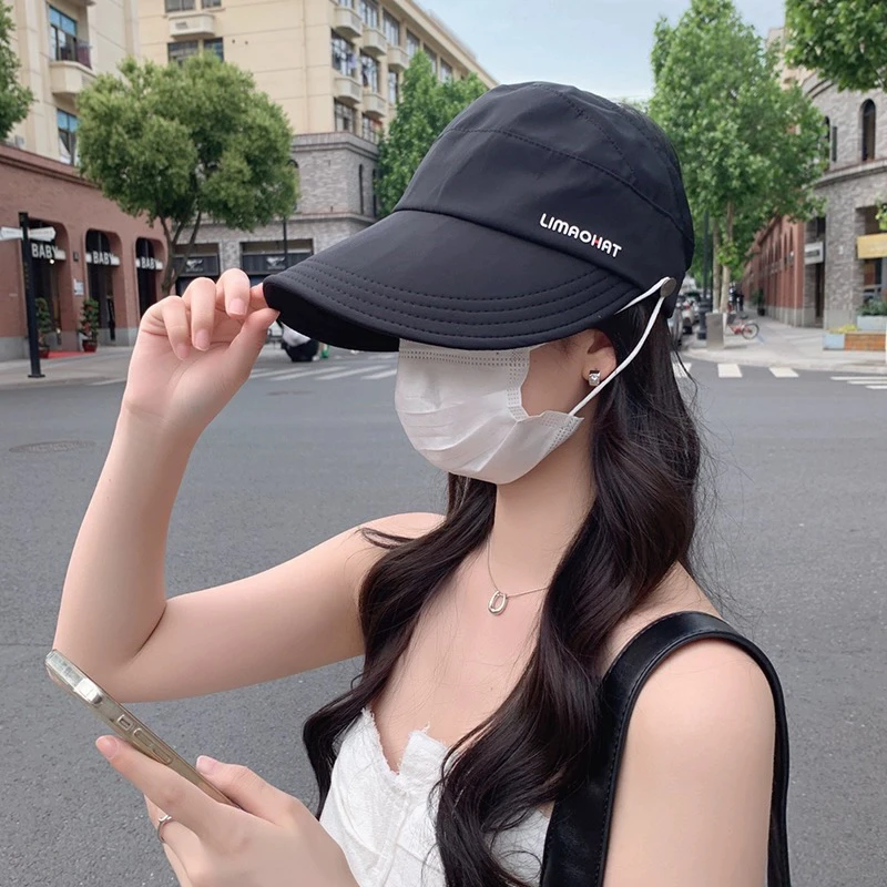 升级版露丝同款空顶遮阳防晒帽女夏季冰丝大檐百搭护颈帽子女