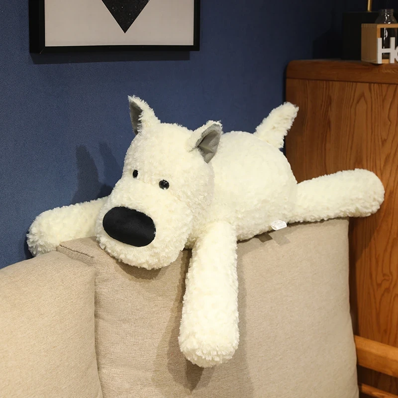 可爱西高地狗狗玩偶小狗公仔布娃娃毛绒玩具长条睡觉抱枕睡觉抱