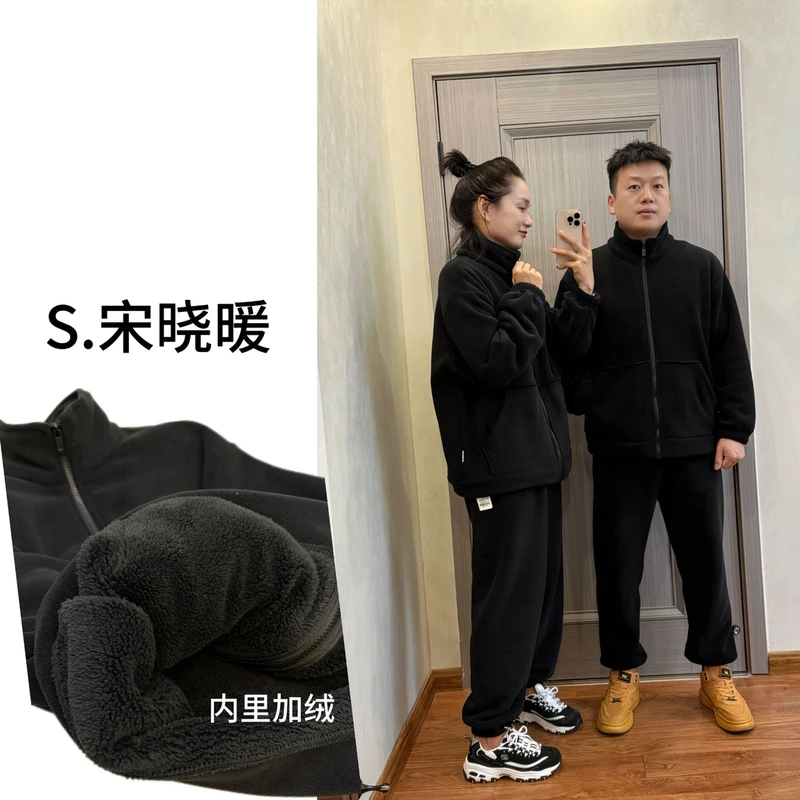 新【宋晓暖】海豚绒大口袋套装男女款二代升级外穿加绒加厚NJ-23108