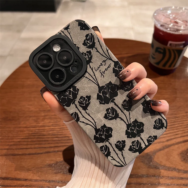 满屏玫瑰苹果14promax手机壳iphone15pro高级感13套12全包11防摔