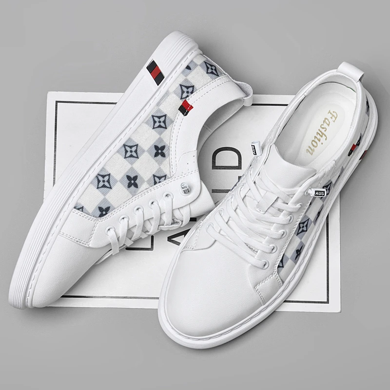 男士休闲皮鞋小白鞋学生板鞋百搭透气潮流时尚夏季春季潮鞋低帮些