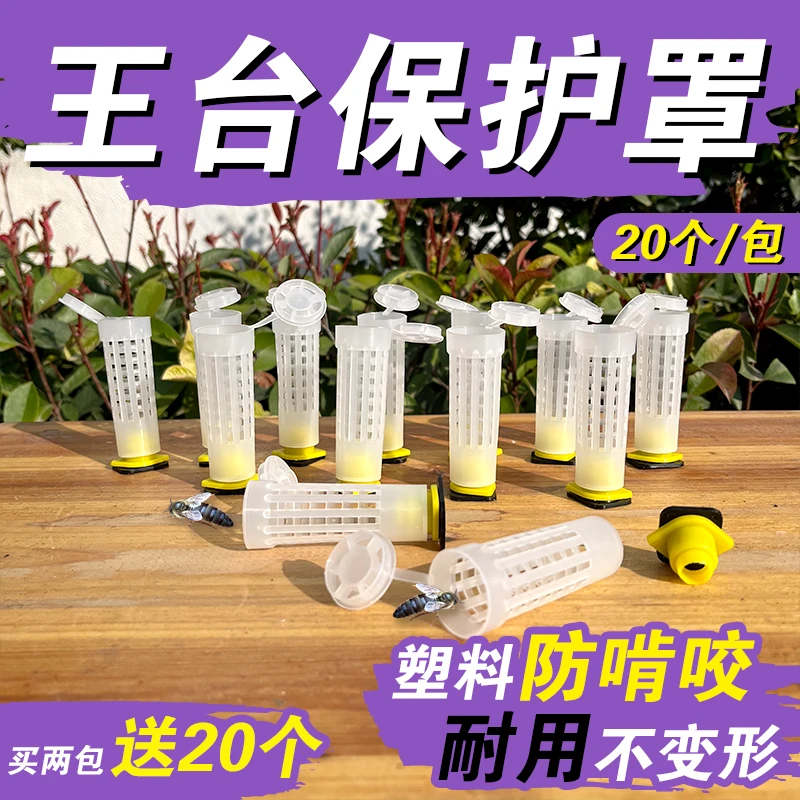 育王台基带孔王台保护罩育王多功能防咬王台罩塑料20只装养蜂工具