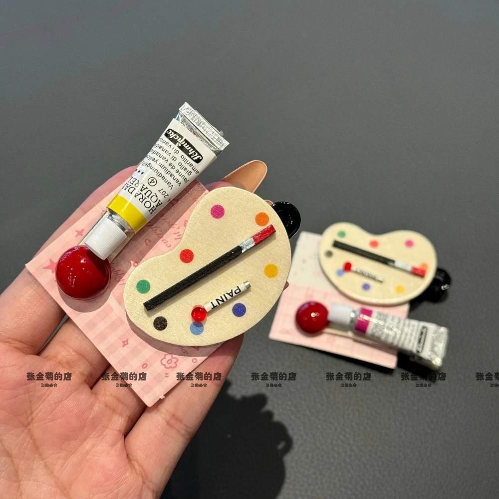 新款彩色调色板发夹少女侧边搞怪可爱鸭嘴刘海头饰卡通发饰发卡