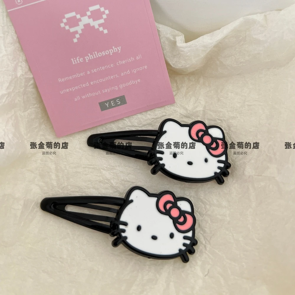 甜酷KT猫bb夹复古黑边发夹可爱少女心刘海夹日韩发卡软妹夹子头饰