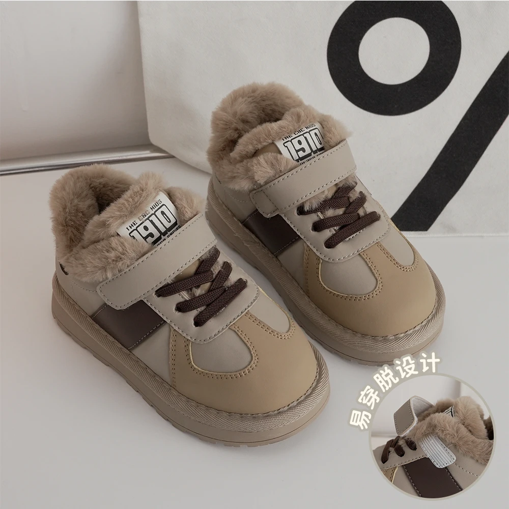 239172软底儿童魔术贴休闲运动鞋加绒保暖冬季棉鞋中帮  Z