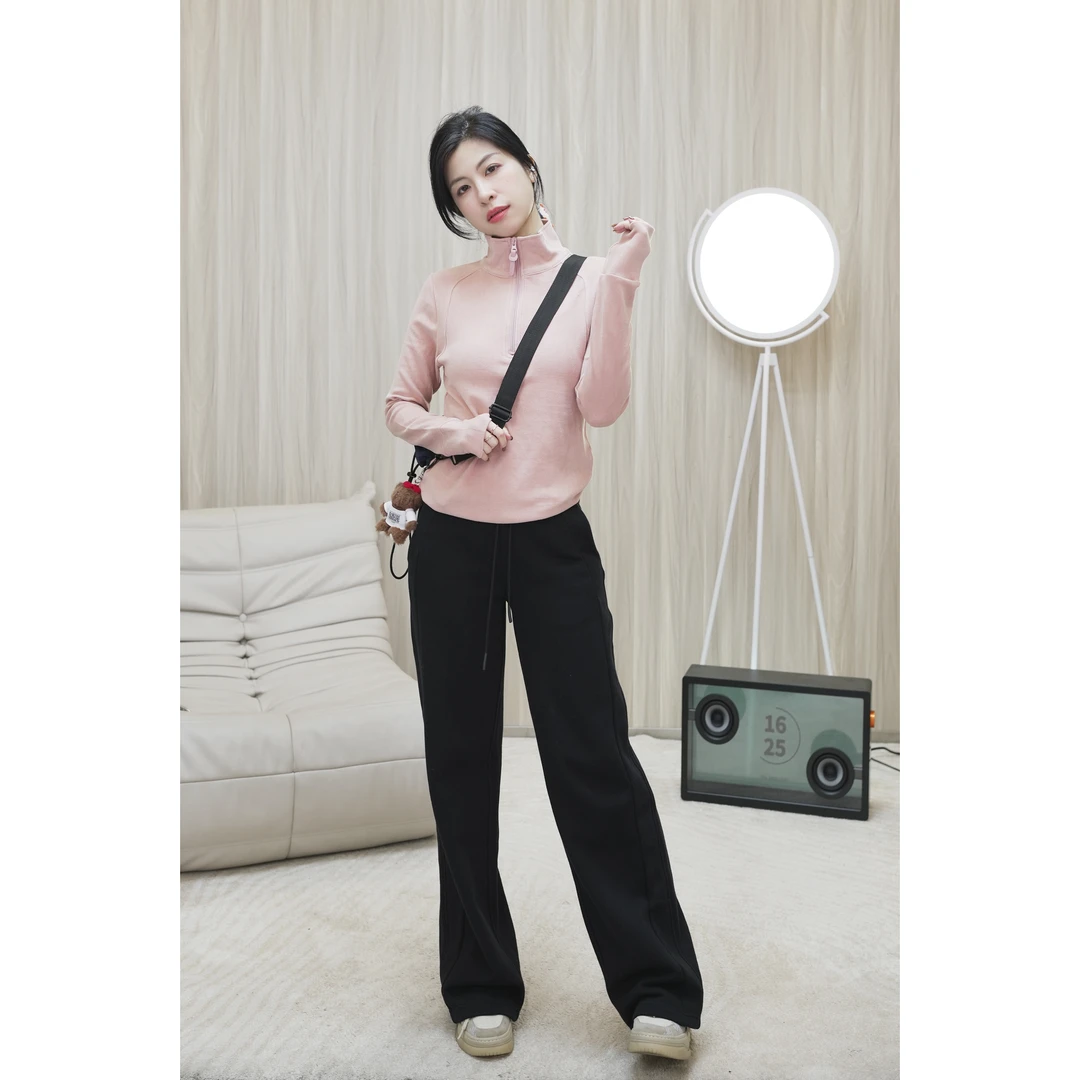 大美贤【lu家加绒加厚微喇休闲裤】中高腰百搭宽松抽绳长裤 #23073