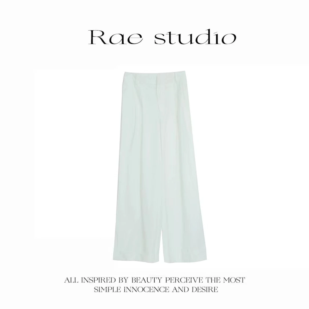 【Rae】夏季折叠裤脚垂感休闲阔腿裤宽松显瘦r150