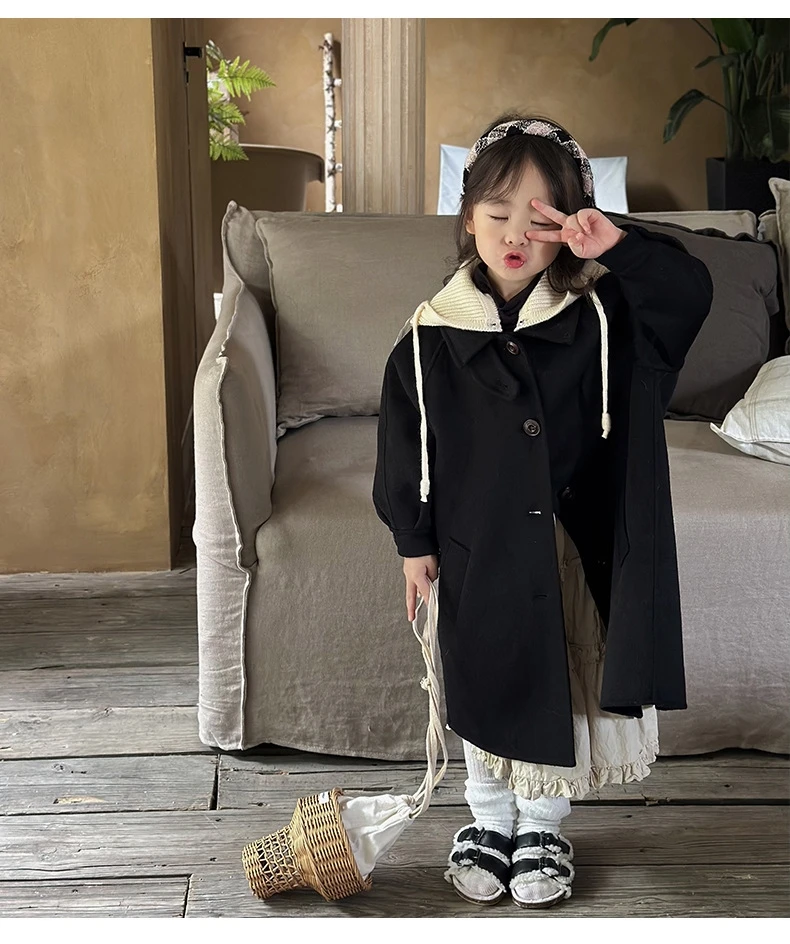 儿童双面羊绒大衣秋冬新款男童羊毛外套女童毛呢呢子大衣