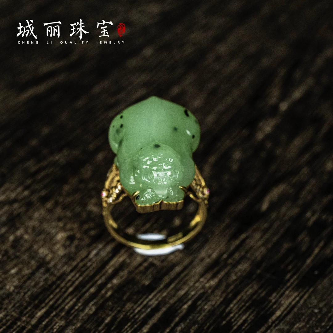 【城丽珠宝】18K乌兰海金福貔貅戒指/个（多样性发货）ZJH-1443