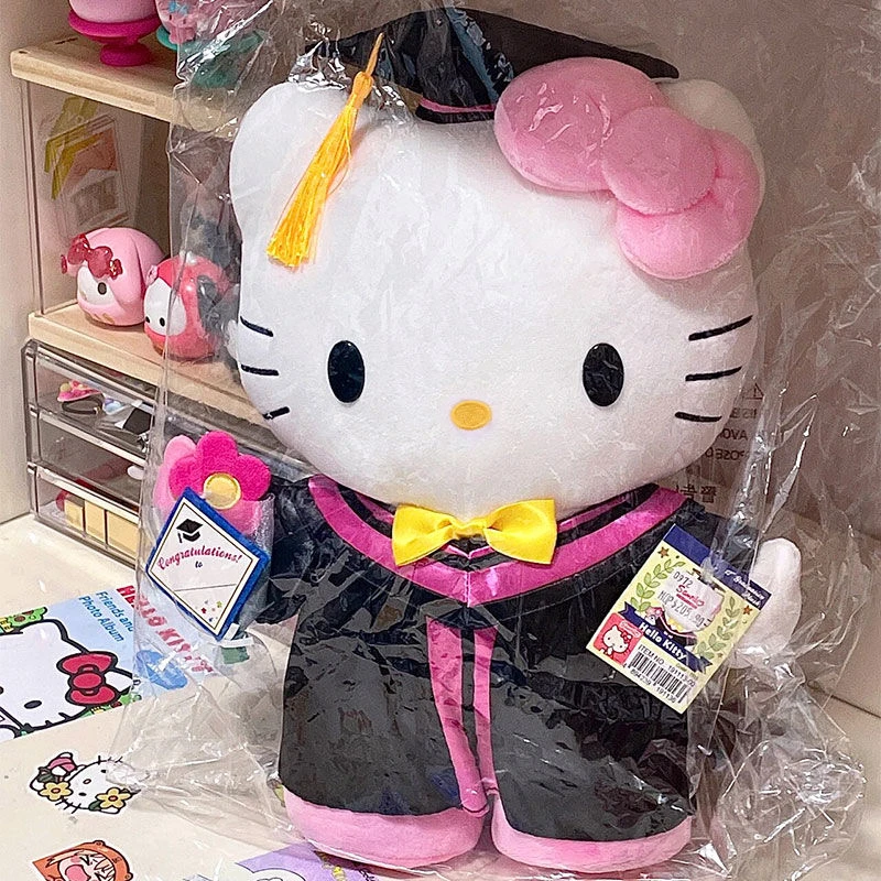 毕业父亲节三丽鸥毛绒公仔库洛米凯蒂猫学士服毕业博士帽毛绒摆件