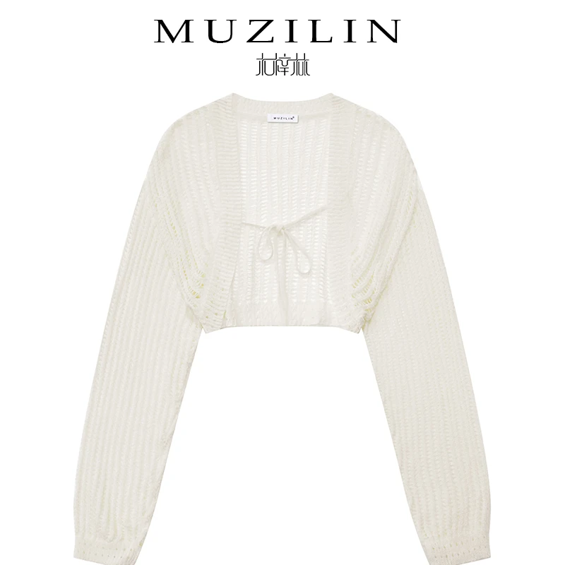 【木梓林】2023新款开衫小众休闲时尚气质针织短款镂空设计感上衣