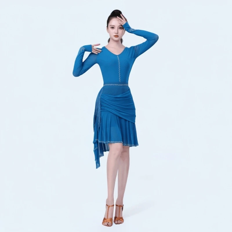 Y88彩钻连体网纱舞服上衣广场舞拉丁舞演出服