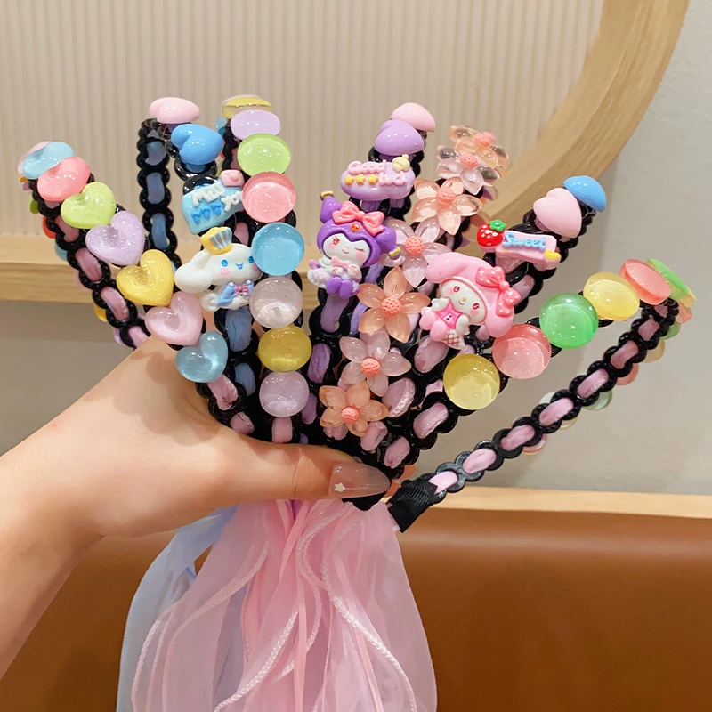 带齿韩版卡通编发发箍女童夏季碎发整理神器女孩超仙公主飘带发卡