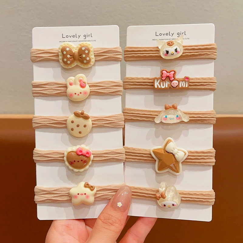 儿童奶咖系发绳女童高马尾头绳不伤发小女孩扎丸子头皮筋发圈头饰