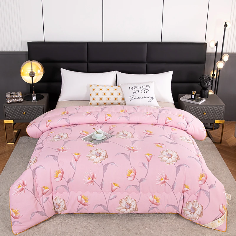 全棉印花正品桑蚕丝加厚保暖冬被双人春秋被学生被单人宿舍被芯