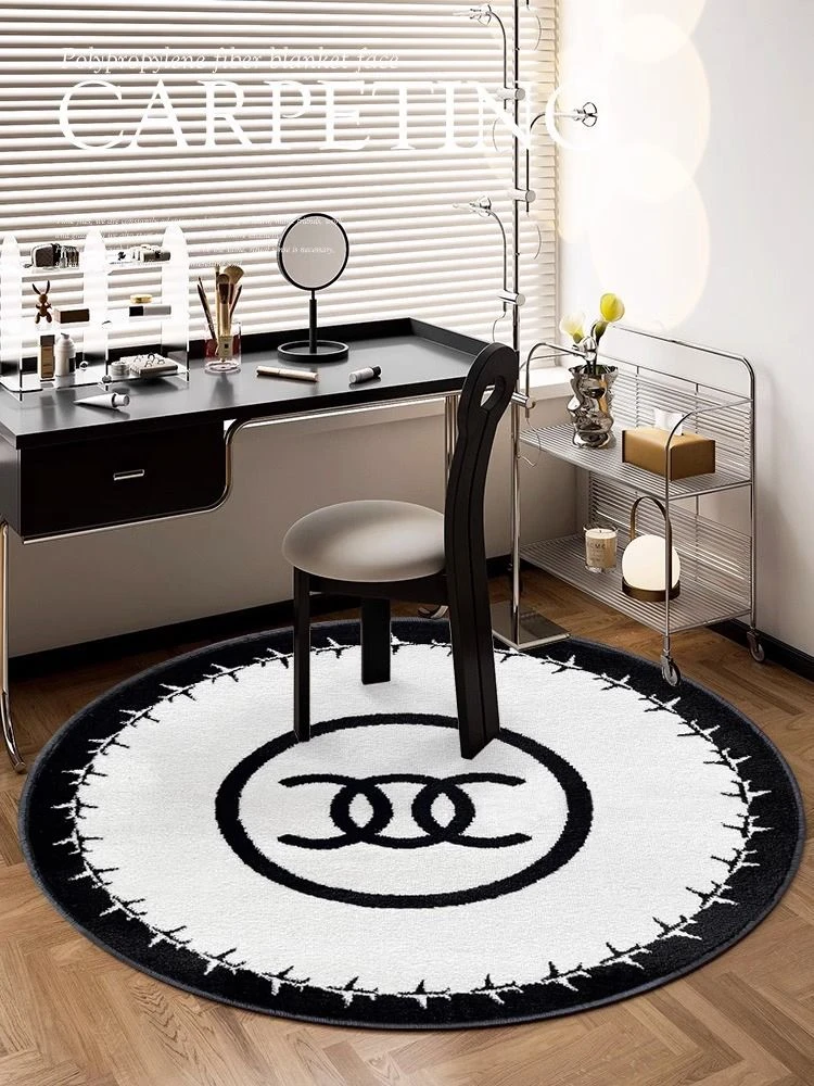 卡通地毯家用简约圆形儿童卧室网红ins风地毯耐脏衣帽间电脑椅毯