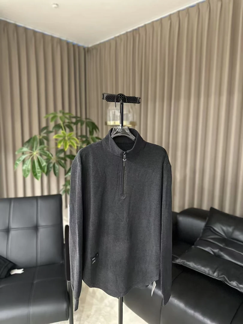 【柳青女装】2024秋冬季新款半拉链长袖半高领打底衫宽松内搭
