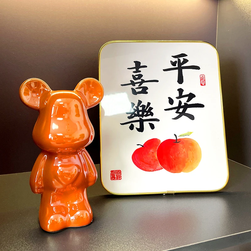 网红爱心熊平安喜乐轻奢客厅玄关酒柜卧室床头暖居装饰品摆件套装