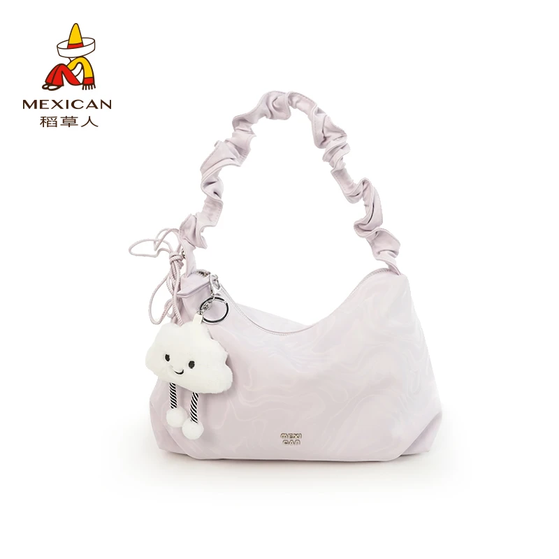 稻草人2024夏季新款轻奢时尚百搭水波纹单肩斜挎包