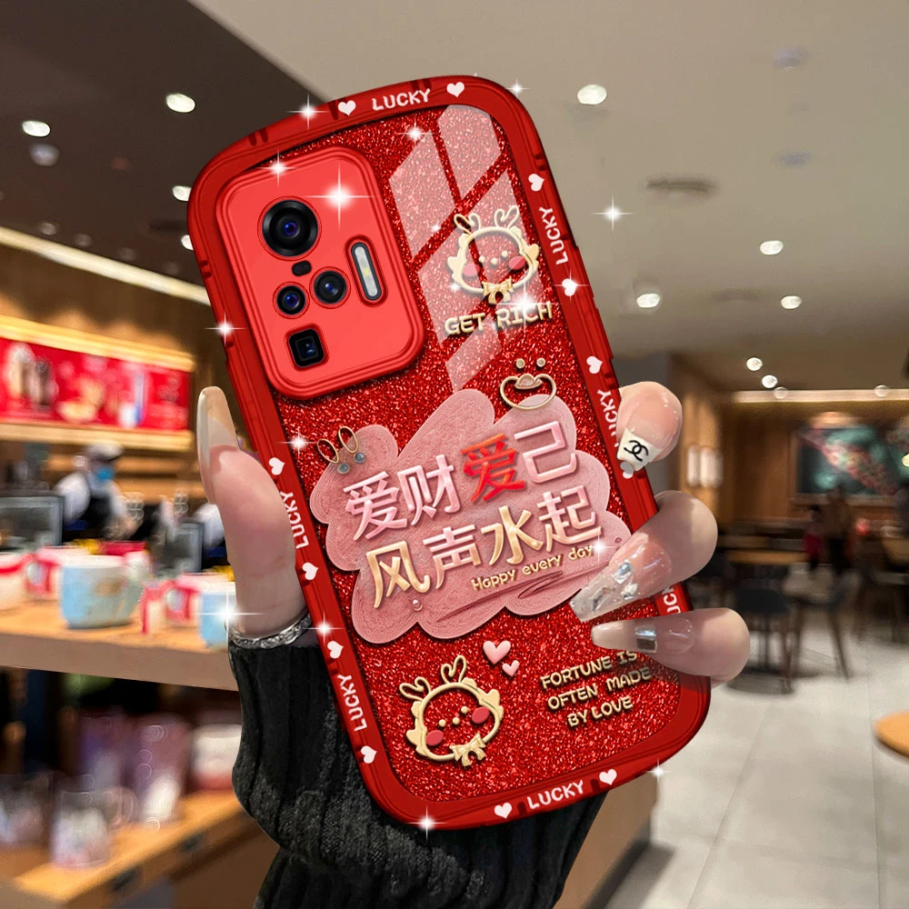 【VIVOX50PRO】2024新年款爱财爱己镜头全包防摔手机壳软壳女款