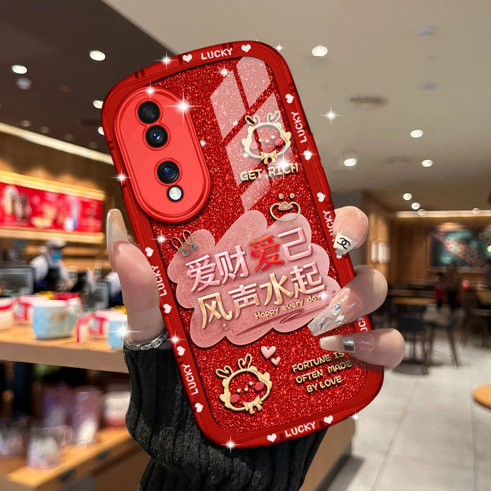 【荣耀80】新年款爱财爱己镜头全包创意防摔手机壳软壳女款