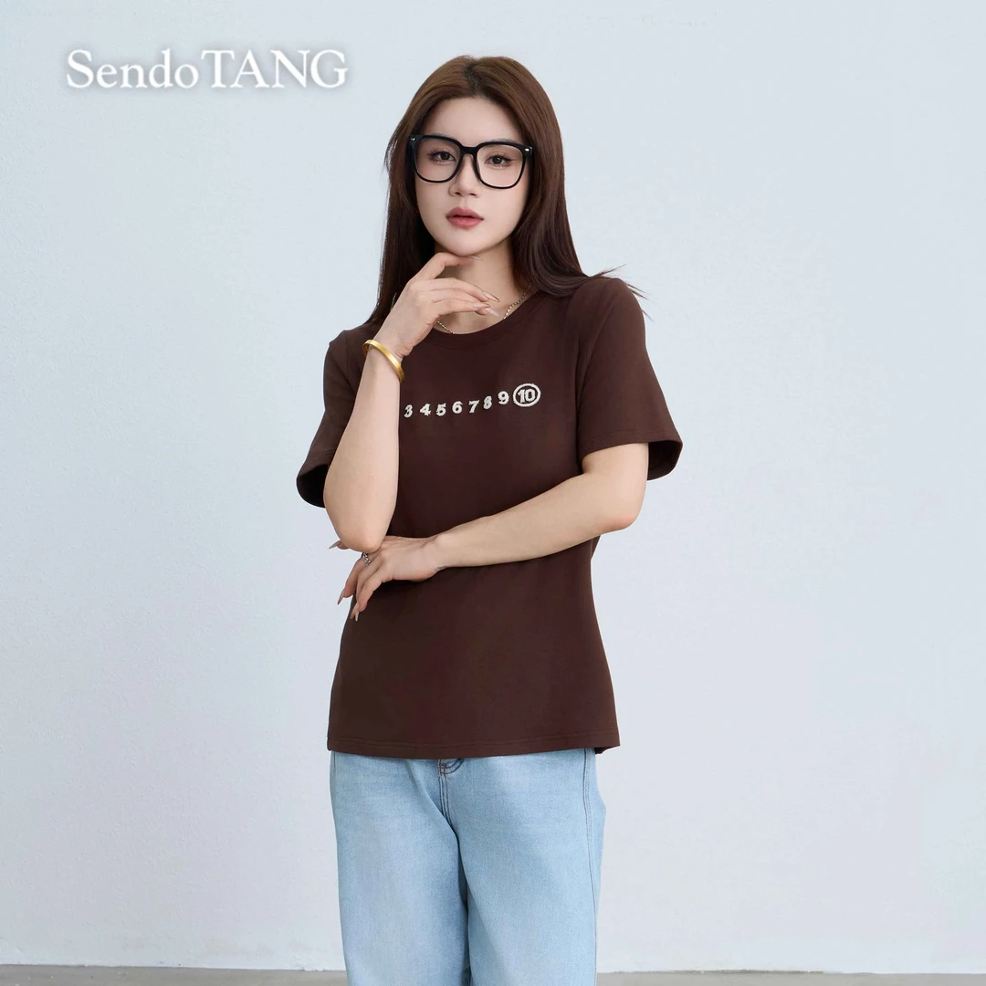 小马高货【半糖主义】胖多女装新款时尚圆领百搭宽松显瘦休闲上衣