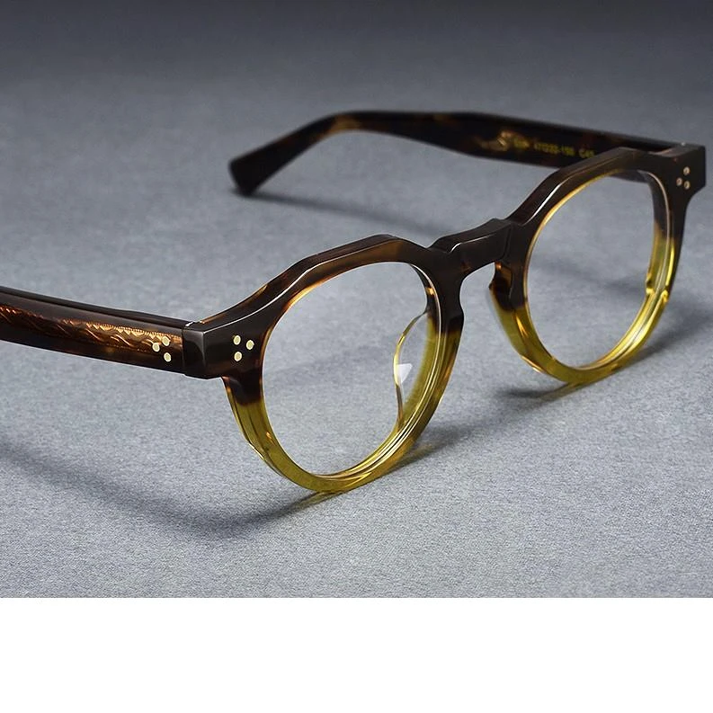 复古手造板材眼镜框男款大脸时尚男生百搭圆形近视时尚潮流防蓝光