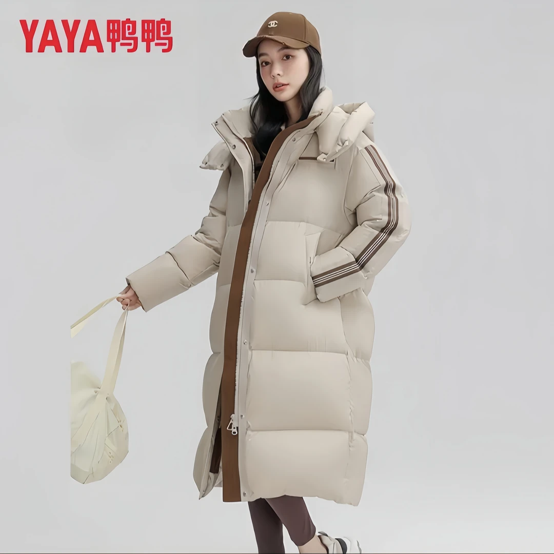 【云朵泡芙】鸭鸭2025秋冬新款女士羽绒服长款连帽简约鸭鸭羽绒服