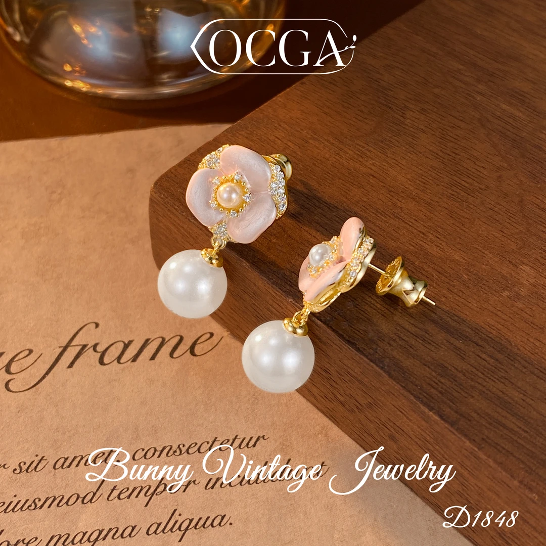 D1848 法★【粉色花蕊】秋冬OCGA 欧斯伽斯 耳钉