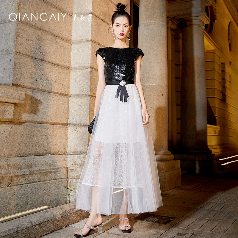 Y23089思朵SIDUO夏季礼服黑色时尚长款气质设计师显瘦蕾丝连衣裙