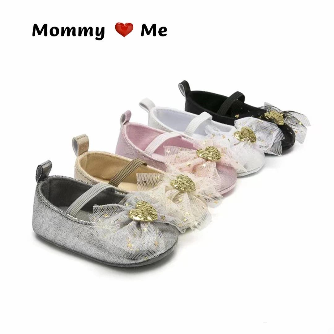 爱心闪闪蝴蝶网纱弹力带丝带公主鞋宴会满月生日宝宝鞋婴儿学步鞋