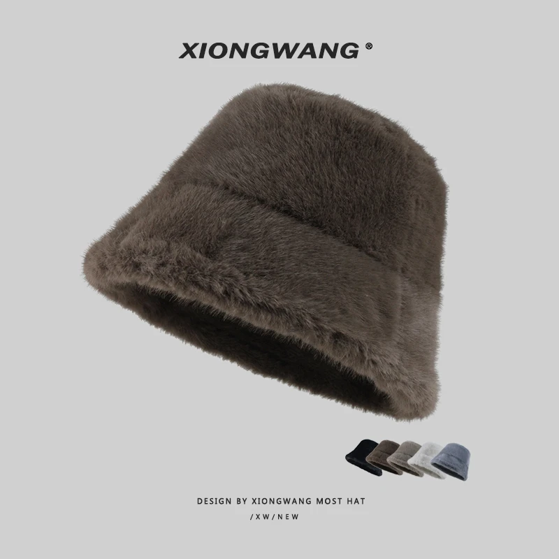 经典款回归！重磅仿貂毛显贵大檐渔夫帽女加绒加厚毛毛盆帽男百搭