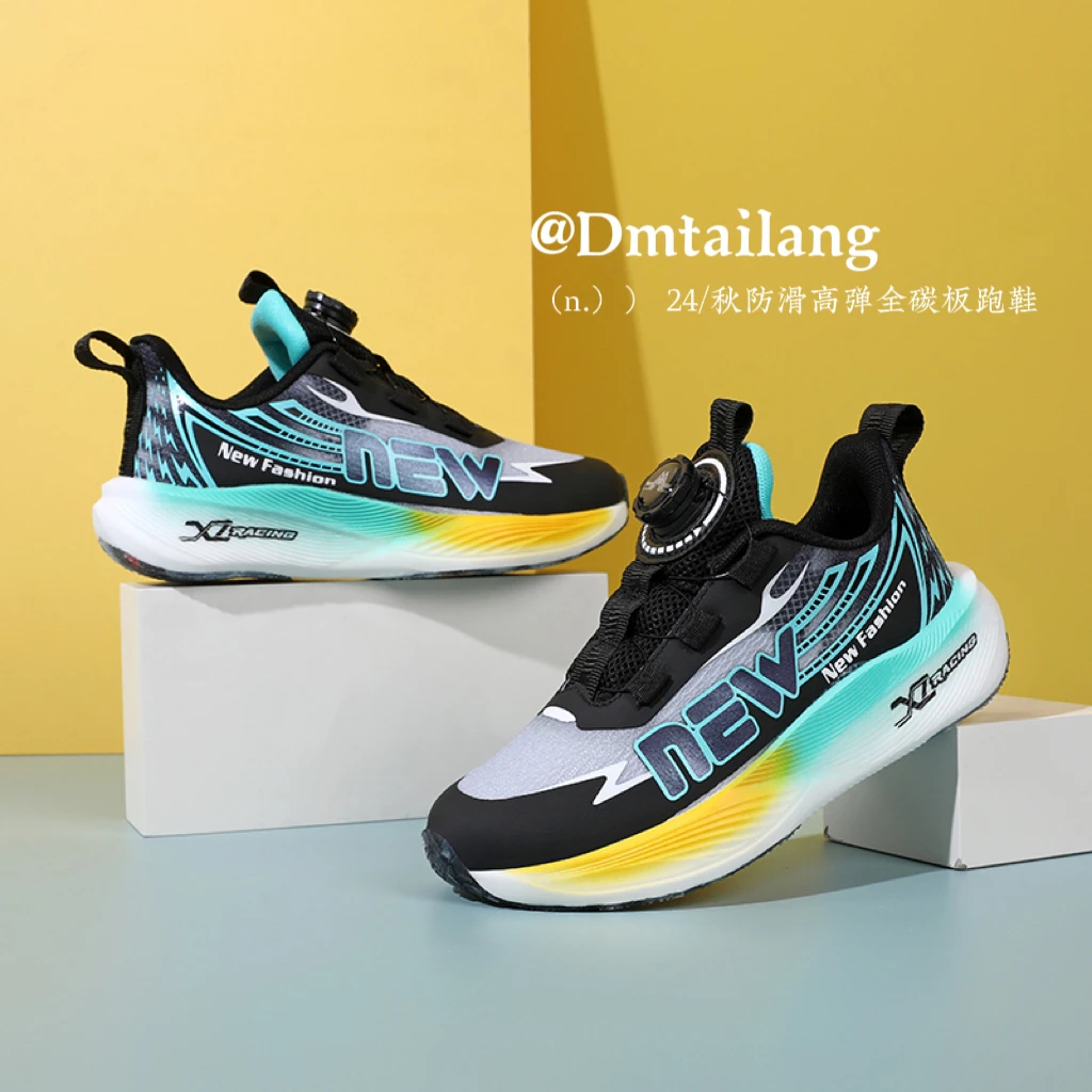 儿童运动鞋网面透气旋钮休闲跑步鞋轻便防滑