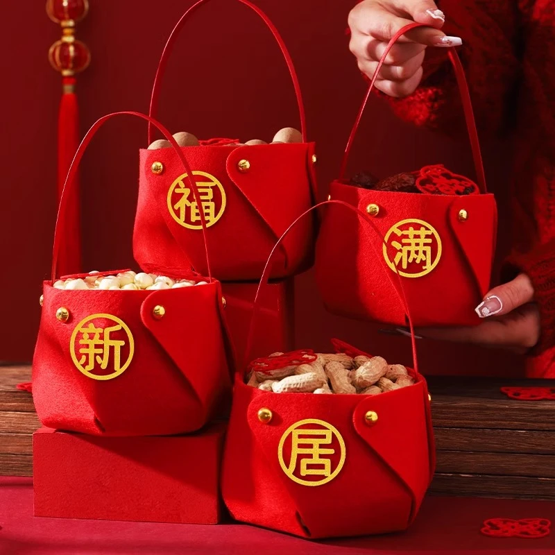 乔迁之喜装饰新居布置用品手提篮礼品搬家入伙喜庆仪式乔迁摆件