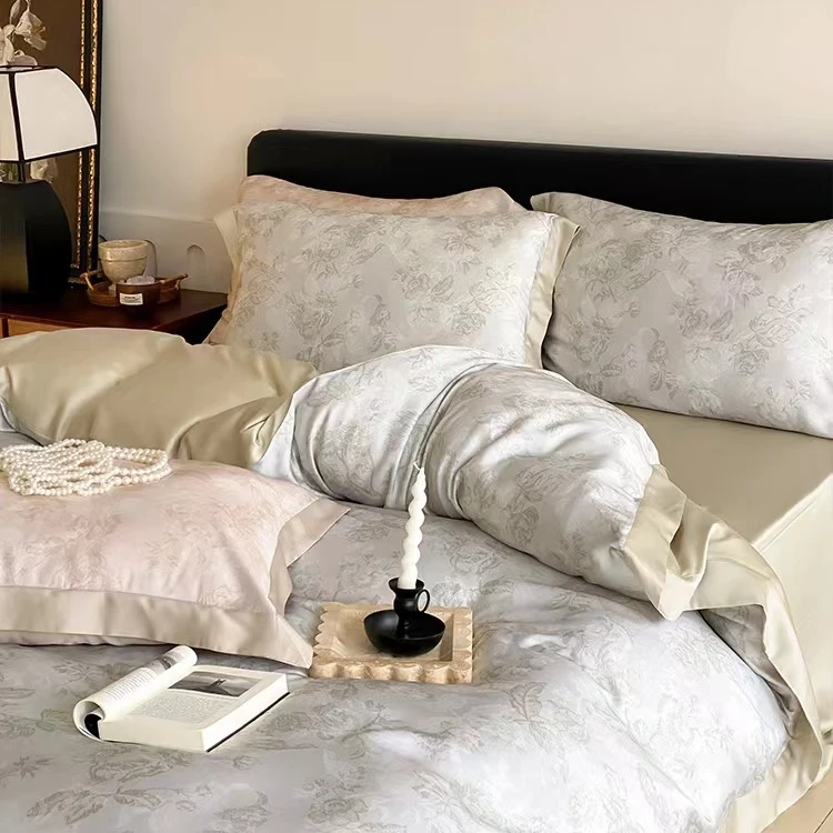 寐可儿 -【花漾】草埔色  高定天丝轻奢四件套