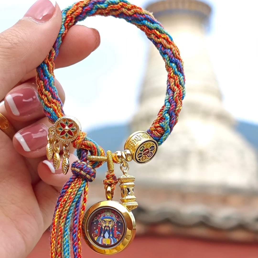 非金属手链 五台山五爷文殊原创可调节设计纯手工手绳编制五彩