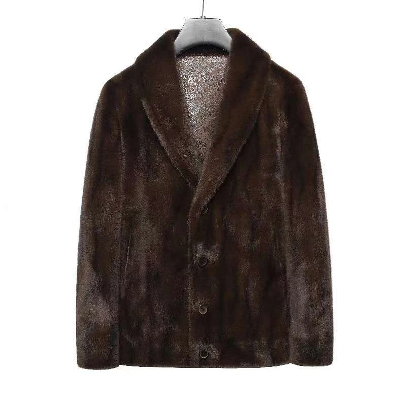 [飞驰严选]2023海宁秋冬貂绒男士琥珀棕两面穿休闲外套时尚夹克