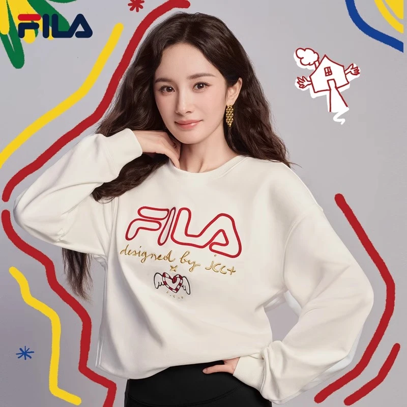 FILA斐乐情侣【杨幂同款新年叕运蛇】2025运动套头卫衣F11U519203F