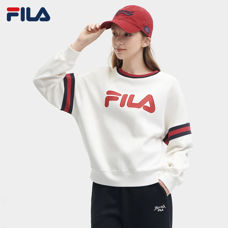 FILA斐乐女装【舒适保暖圆领卫衣】2023款百搭宽松卫衣F11W349209F