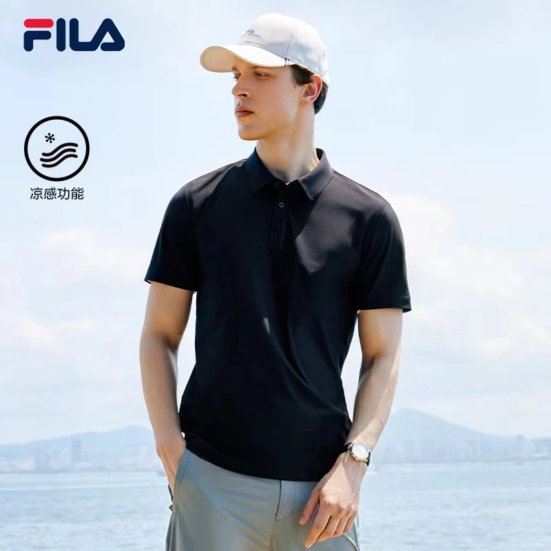 FILA斐乐男装2024夏时尚休闲百搭简约针织短袖POLO衫 F11M422110F