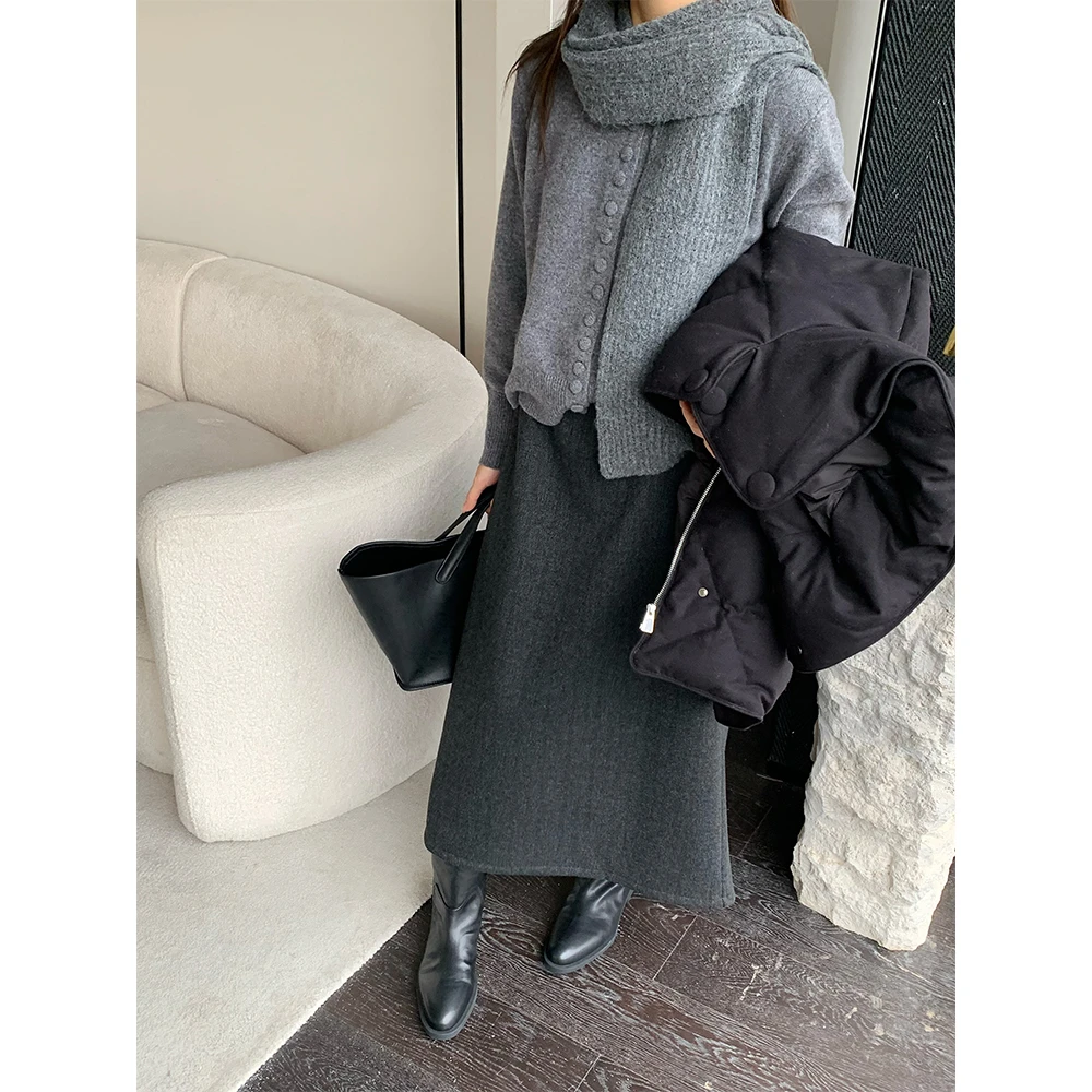 芝芝【高智lady】秋冬女装韩系博主风显瘦百搭裙人棉基础H半身裙