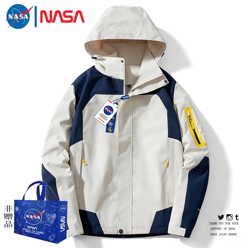 NASA潮牌春秋季冲锋衣新款情侣户外防风防水薄款外套透气运动夹克