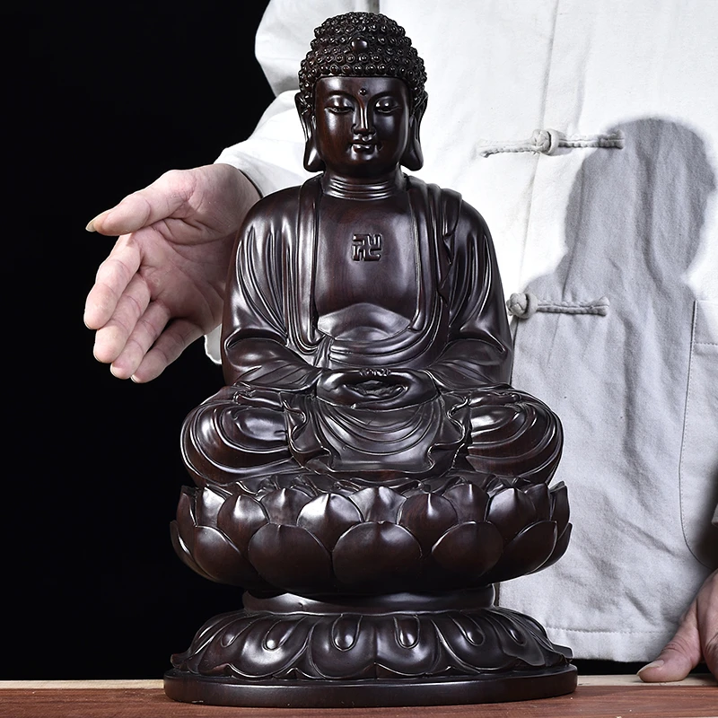 黑檀木雕大日如来佛祖摆件释迦摩尼牟尼佛像阿弥陀佛三宝佛药师佛